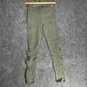 Athleta Compression Pants Womens XS Chaturanga Green Stretch Mesh Side Leg